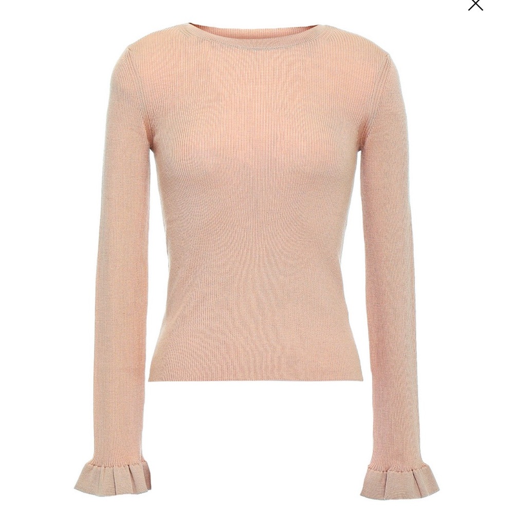 Red Valentino ribbed wool, silk, cashmere blush top